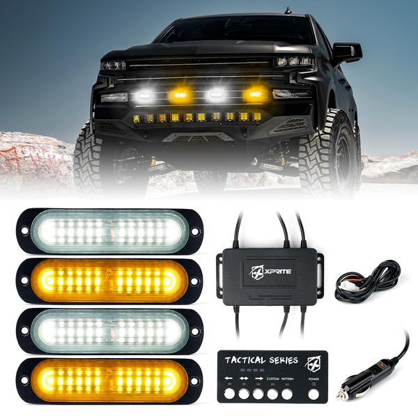 Xprite USA, Xprite Tactical 12 Series LED Marker Strobe Lights (set of 4) White-Amber / Amber