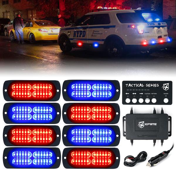 Xprite USA, Xprite Tactical 24 Series LED Marker Strobe Lights (Set of 8) Red-Blue/White-Amber/Amber/Mixed