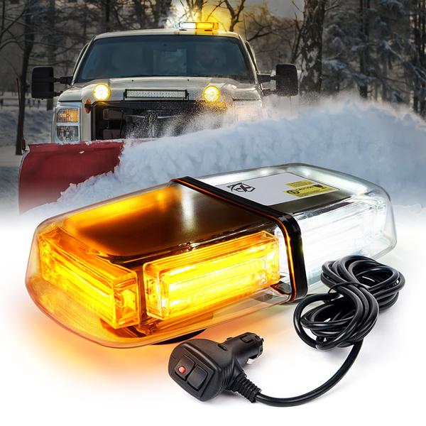 Xprite USA, Xprite Tracker Series 60W COB LED Rooftop Strobe Light with Magnetic Base - White-Amber / Amber