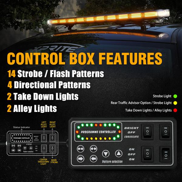 Xprite USA, Xprite Traffic Advisor LED Strobe Light Bar 48" Amber Sparrow X Series - SL-L29-48IN-Y