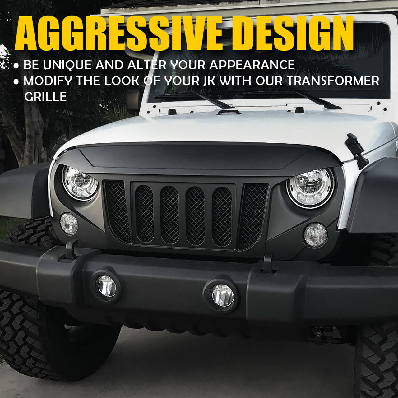 Xprite USA, Xprite Transformer Grill Jeep Wrangler JK (2007-2018) w/ Built In Mesh