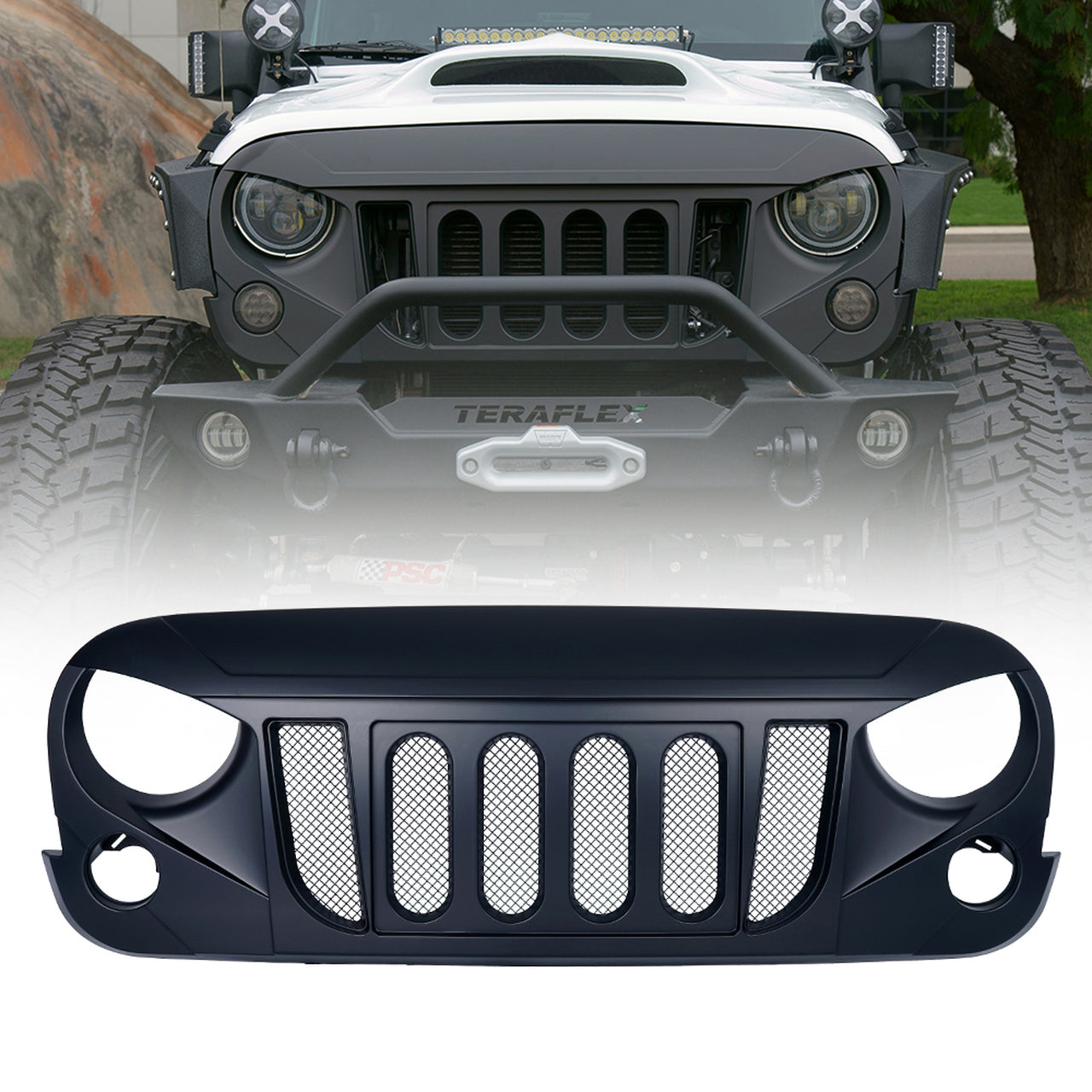 Xprite USA, Xprite Transformer Grill Jeep Wrangler JK (2007-2018) w/ Built In Mesh