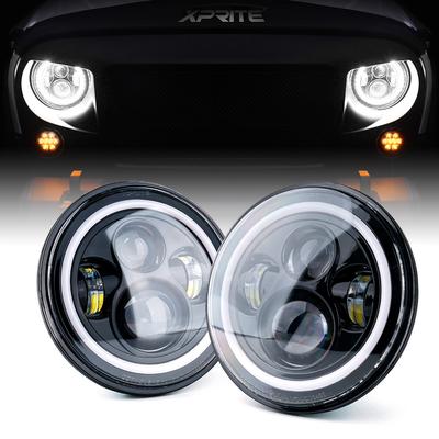 Xprite USA, Xprite Xprite 7" 80W CREE LED Headlights Jeep Wrangler TJ / JK [w/ Halo] (1997-2018) HL-JEEP-R7IN-80W-CR