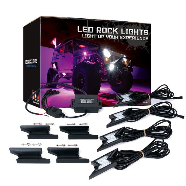 Xprite USA, Xprite Z-Force Lightning LED RGB Bluetooth Rock Lights - 4pcs / 6pcs / 8pcs