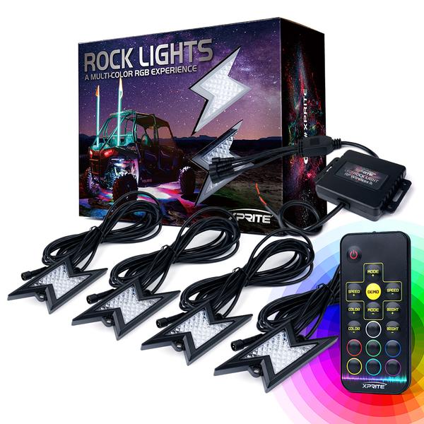 Xprite USA, Xprite Z-Force Remote Control RGB LED Rock Lights - 4pcs / 6pcs / 8pcs