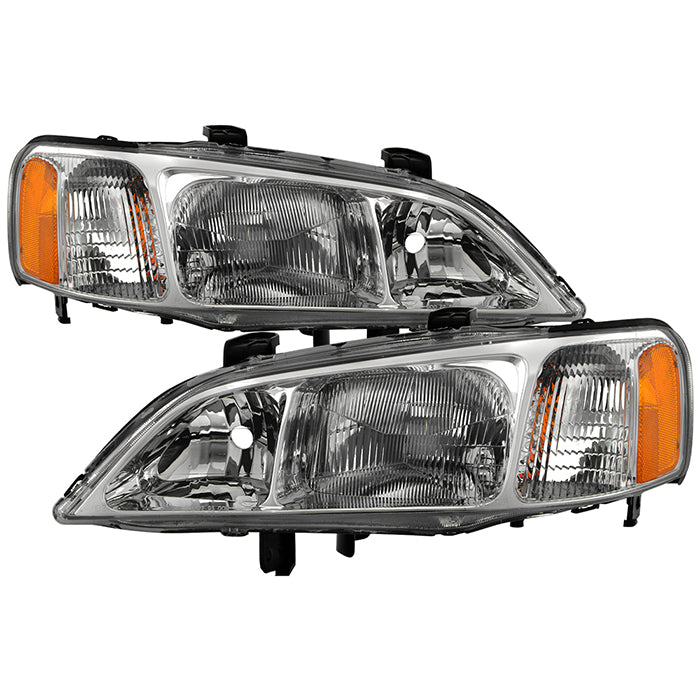 Xtune, Xtune Crystal Headlights Acura TL (99-01) [OEM Style] Chrome w/ Amber Turn Signal Lights