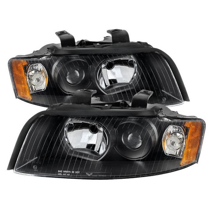 Xtune, Xtune Crystal Headlights Audi A4 (02-05) [Halogen Only] Black w/ Amber Turn Signal Light