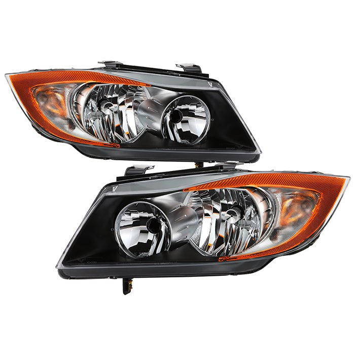 Xtune, Xtune Crystal Headlights BMW E90 3 Series (06-08) [Halogen Only] Black w/ Amber Turn Signal Light