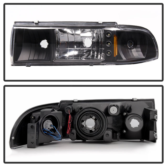 Xtune, Xtune Crystal Headlights Chevy Caprice (91-96) [w/ 1 pcs LED DRL Lights] Black / Chrome / Smoked