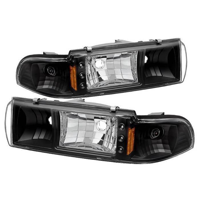 Xtune, Xtune Crystal Headlights Chevy Caprice (91-96) [w/ 1 pcs LED DRL Lights] Black / Chrome / Smoked