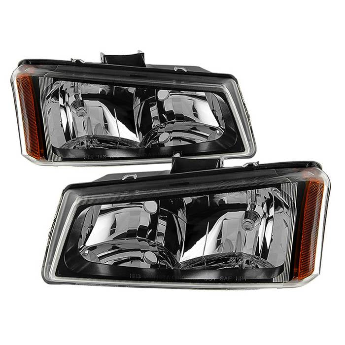 Xtune, Xtune Crystal Headlights Chevy Silverado (03-07) Black or Smoked w/ Amber Turn Signal Light