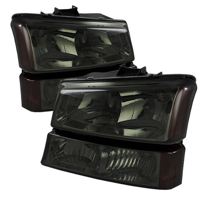 Xtune, Xtune Crystal Headlights Chevy Silverado (03-07) [w/ Bumper Lights] Black / Black Smoke / Smoke