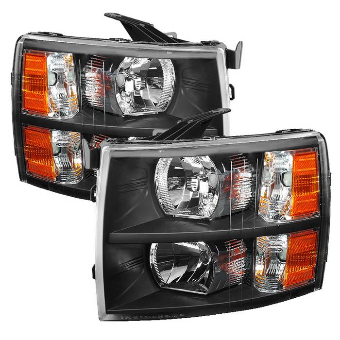 Xtune, Xtune Crystal Headlights Chevy Silverado (07-14) [Optional DRL LED Lights] Black / Chrome / Smoke