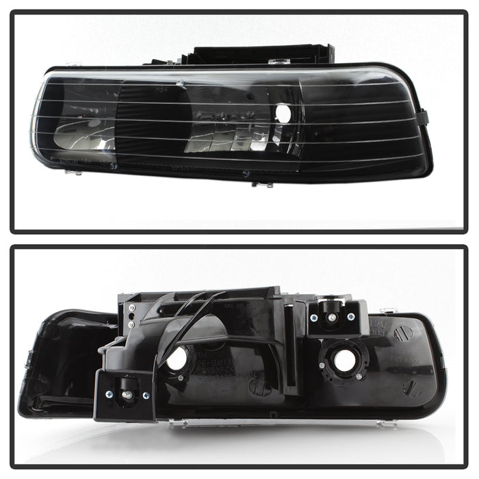 Xtune, Xtune Crystal Headlights Chevy Silverado (99-02) [w/ or w/o Bumper Lights] Black / Black Smoke / Smoke