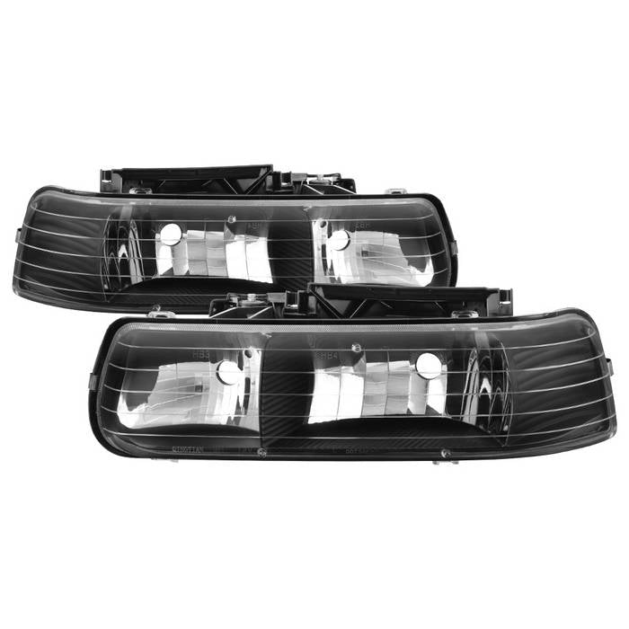 Xtune, Xtune Crystal Headlights Chevy Silverado (99-02) [w/ or w/o Bumper Lights] Black / Black Smoke / Smoke