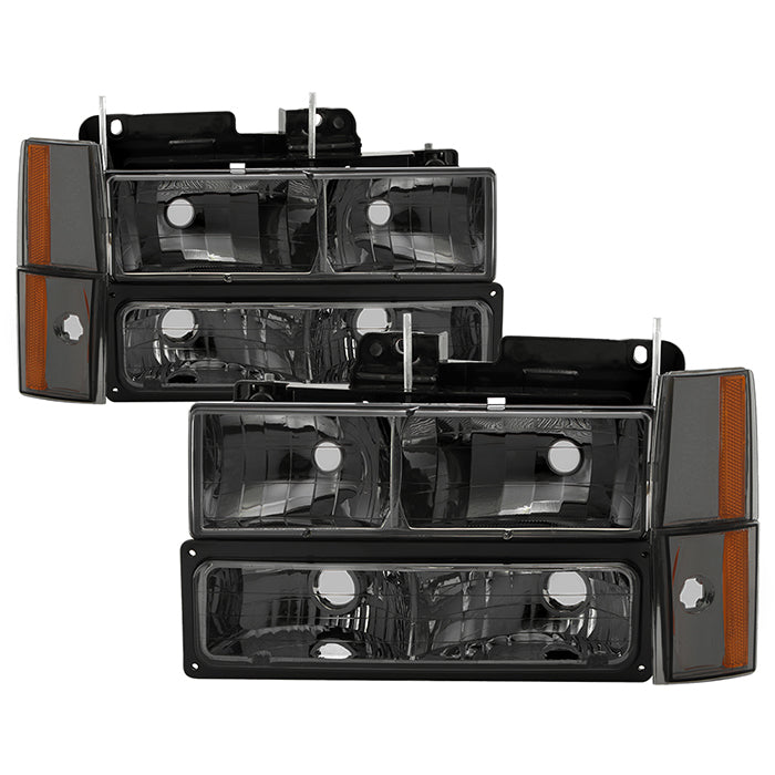 Xtune, Xtune Crystal Headlights Chevy Suburban (88-93) [Black / Chrome / Smoke] w/ or w/o Bumper Lights