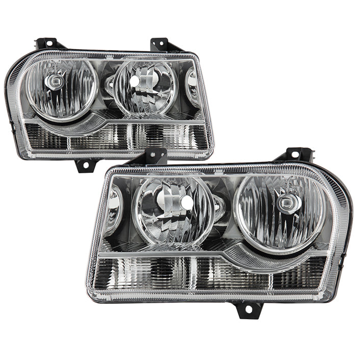 Xtune, Xtune Crystal Headlights Chrysler 300 (05-08) [OEM Style - Halogen] Black or Chrome w/ Amber Signal Light