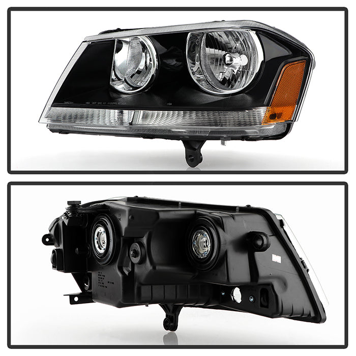 Xtune, Xtune Crystal Headlights Dodge Avenger (08-17) Black or Chrome w/ Amber Signal Light