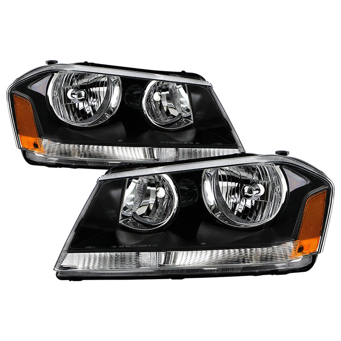 Xtune, Xtune Crystal Headlights Dodge Avenger (08-17) Black or Chrome w/ Amber Signal Light