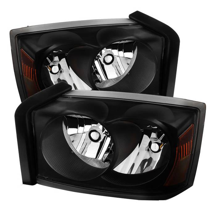 Xtune, Xtune Crystal Headlights Dodge Dakota (05-07) Black or Chrome w/ Amber Signal Lights