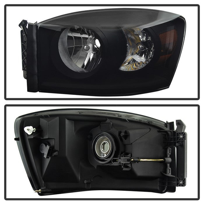 Xtune, Xtune Crystal Headlights Dodge Ram (06-09) Black Smoked or Smoke w/ Amber Turn Signal Light