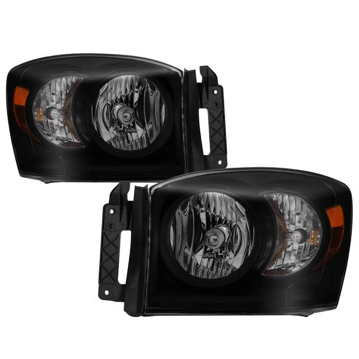 Xtune, Xtune Crystal Headlights Dodge Ram (06-09) Black Smoked or Smoke w/ Amber Turn Signal Light