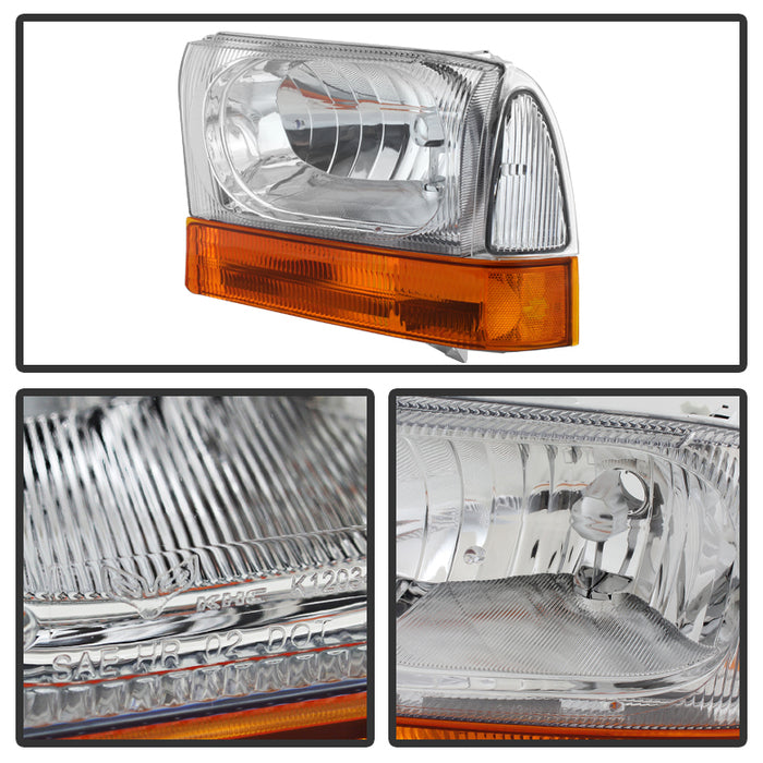 Xtune, Xtune Crystal Headlights Ford F250/F350/F450 Superduty (99-04) [OEM Style] Black or Chrome w/ Amber Corner Lights