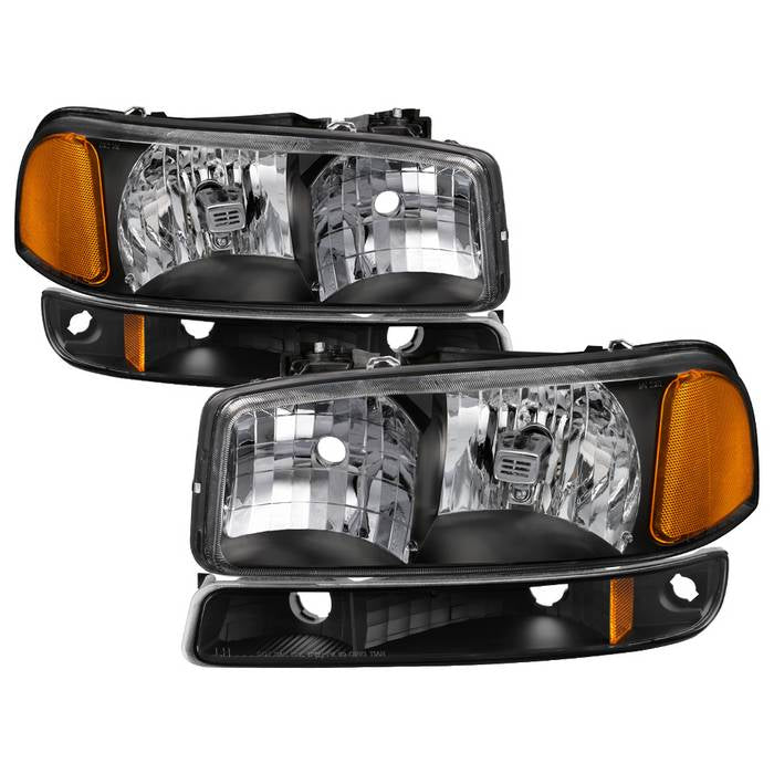 Xtune, Xtune Crystal Headlights GMC Yukon (2000-2006) [w/ Bumper Lights] Black