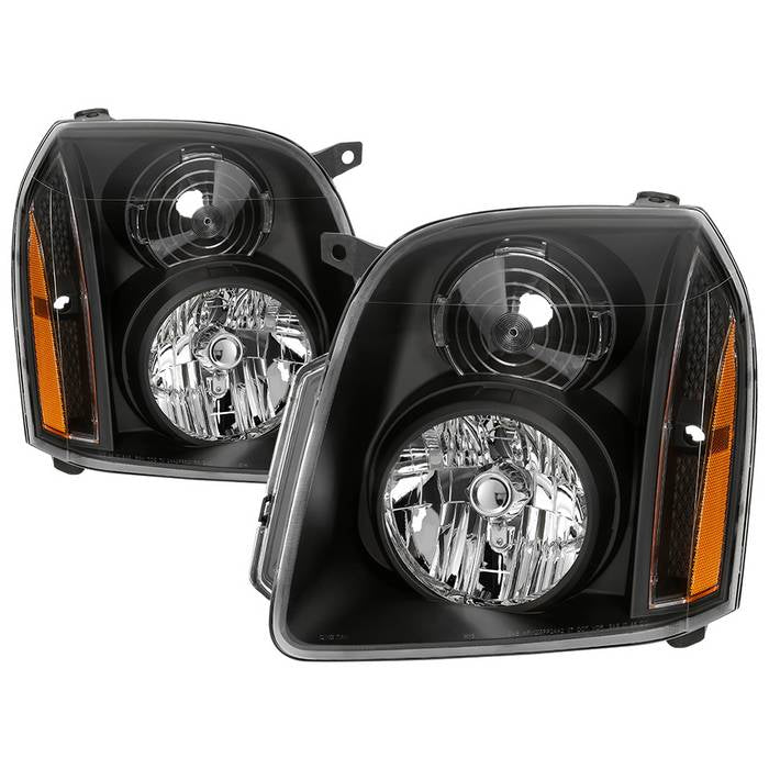 Xtune, Xtune Crystal Headlights GMC Yukon Denali (07-14) Black w/ Amber Turn Signal Light