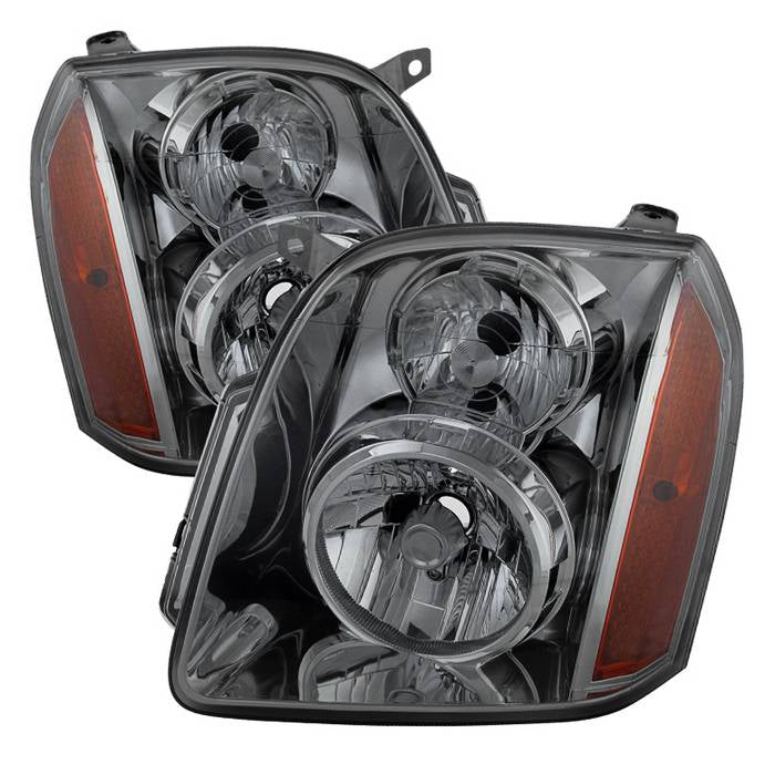 Xtune, Xtune Crystal Headlights GMC Yukon Non-Denali (07-14) Smoke Chrome w/ Amber Turn Signal Light