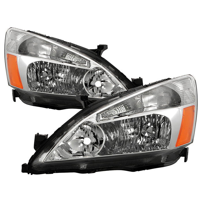 Xtune, Xtune Crystal Headlights Honda Accord (03-07) Chrome w/ Amber Turn Signal Lights