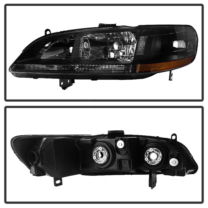 Xtune, Xtune Crystal Headlights Honda Accord (1998-2002) Black w/ Amber Turn Signal Lights