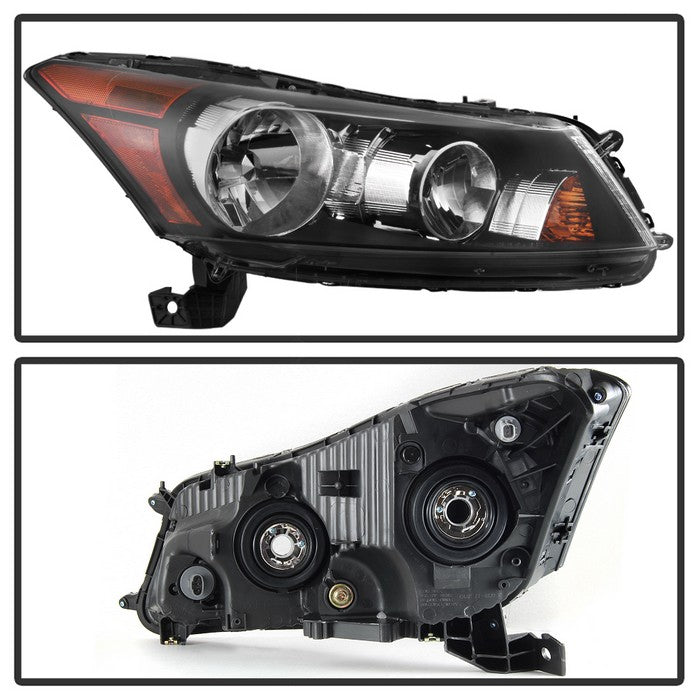 Xtune, Xtune Crystal Headlights Honda Accord Sedan (08-12) Black w/ Amber Signal Lights