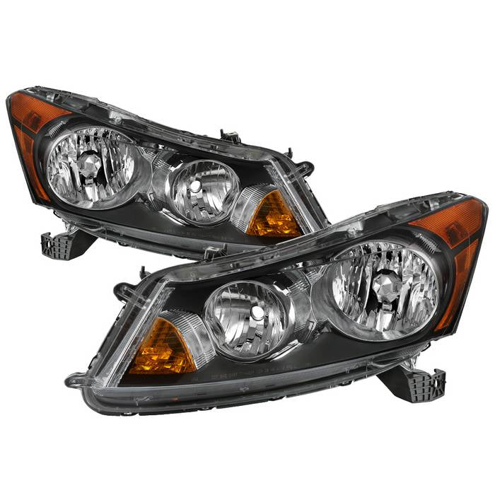 Xtune, Xtune Crystal Headlights Honda Accord Sedan (08-12) Black w/ Amber Signal Lights