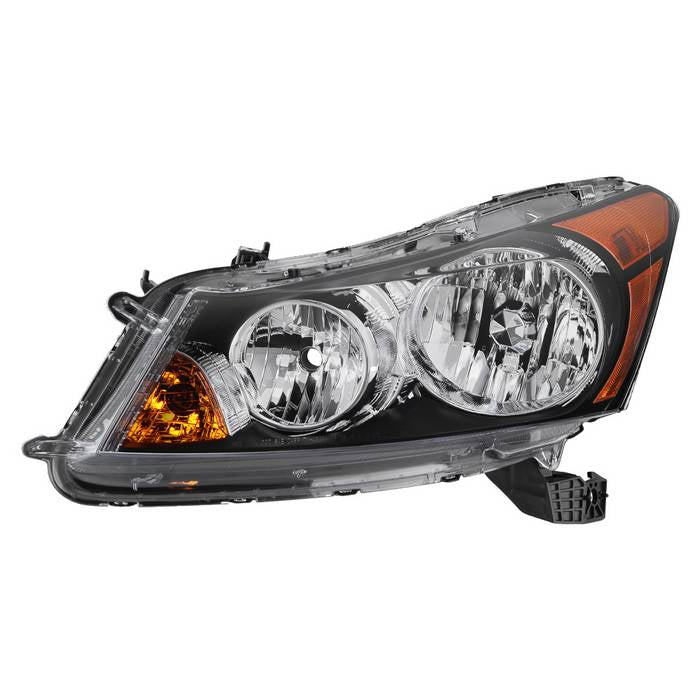 Xtune, Xtune Crystal Headlights Honda Accord Sedan (08-12) [Halogen Only] Black w/ Amber Turn Signal Lights