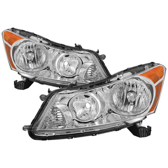 Xtune, Xtune Crystal Headlights Honda Accord Sedan (08-12) [Halogen Only] Black w/ Amber Turn Signal Lights