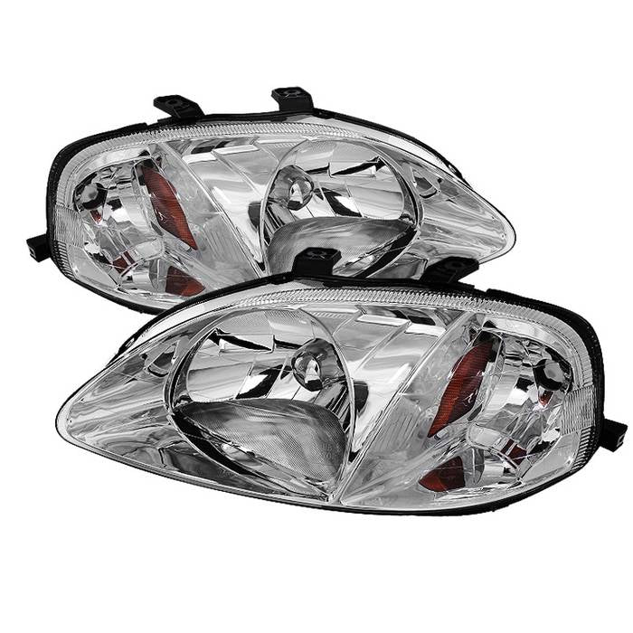 Xtune, Xtune Crystal Headlights Honda Civic EK (99-00) [Halogen Models Only] Chrome w/ Amber Corner Lights