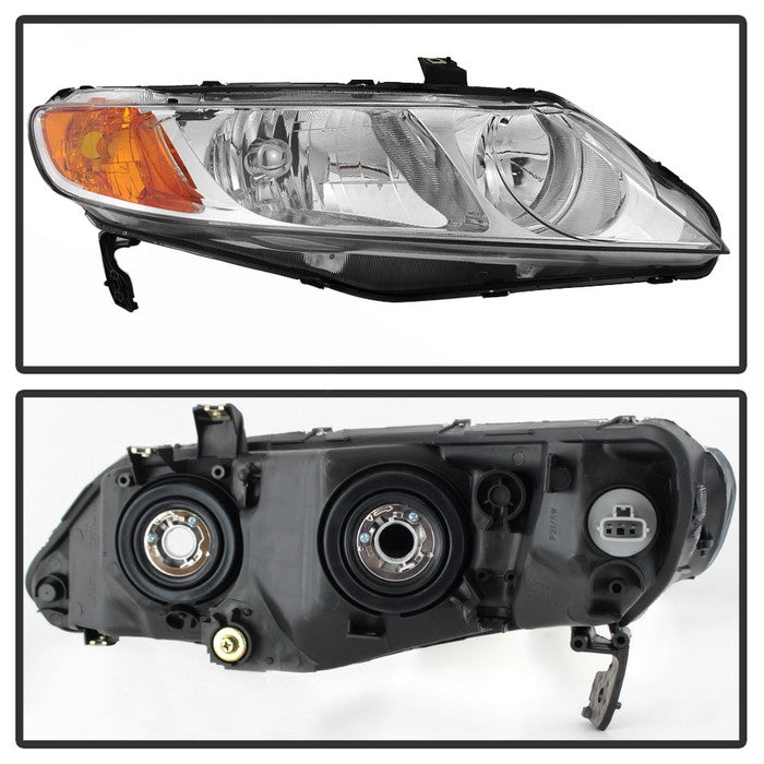 Xtune, Xtune Crystal Headlights Honda Civic Sedan (06-11) Chrome w/ Amber Corner Lights