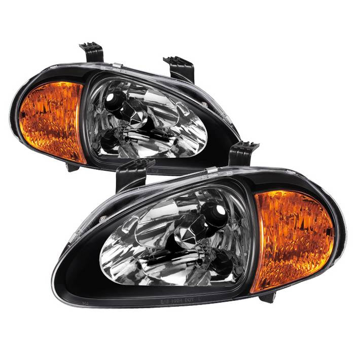 Xtune, Xtune Crystal Headlights Honda Del Sol (1993-1997) [1PC] Black or Smoke