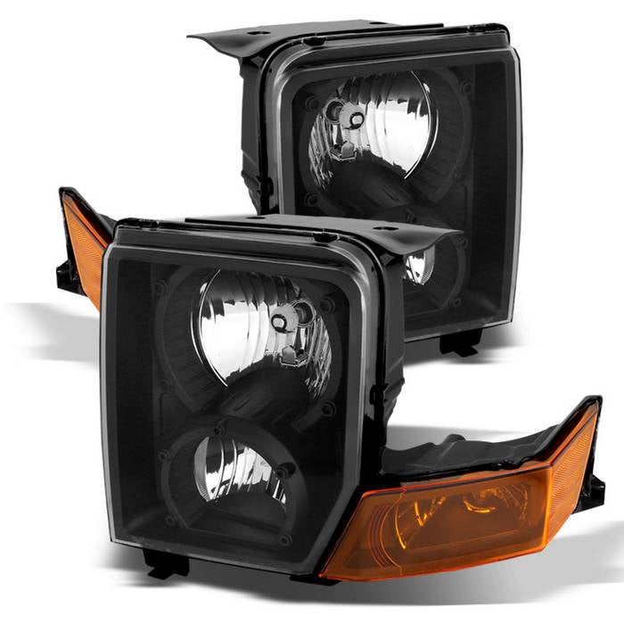 Xtune, Xtune Crystal Headlights Jeep Commander (06-10) Black w/ Amber Corner Lights