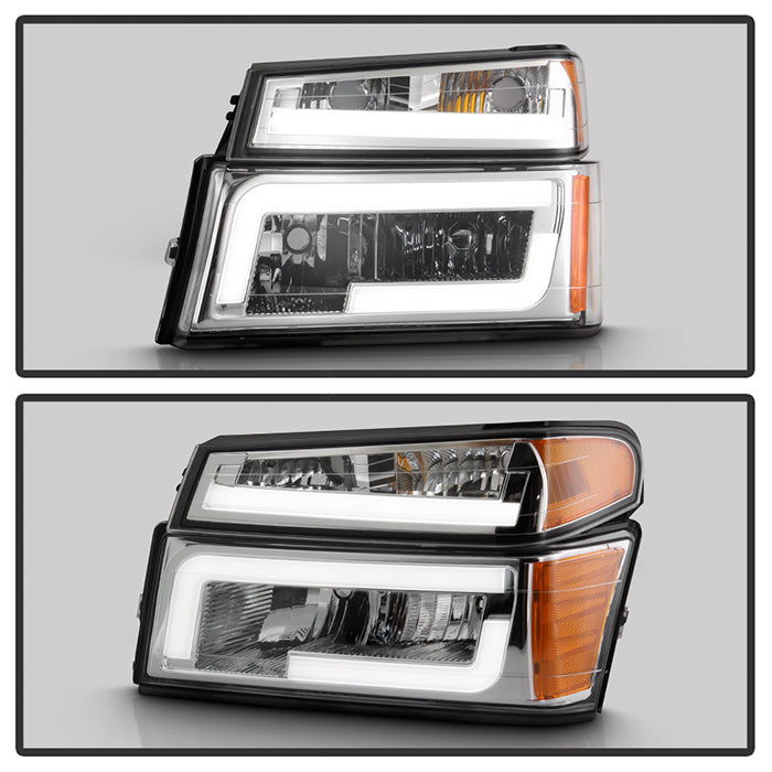 Xtune, Xtune Headlights Chevy Colorado (04-12) [Light Bar DRL w/ Bumper Lights] Black or Chrome w/ Amber Turn Signal Light