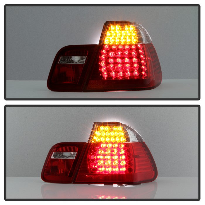 Xtune, Xtune LED Tail Lights BMW E46 3-Series Sedan (2002-2005) Red Clear