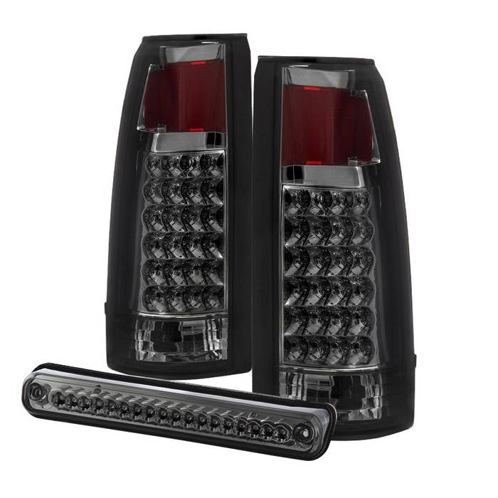 Xtune, Xtune LED Tail Lights Chevy C/K Series 1500/2500/3500 (88-98) [w/ 3rd Brake Light] Chrome Housing / Smoke Lens