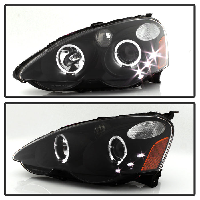 Xtune, Xtune Projector Headlights Acura RSX (02-04) [w/ LED Halo DRL] Black w/ Amber Turn Signal Lights