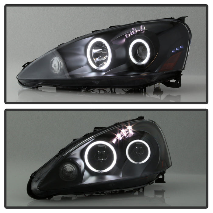 Xtune, Xtune Projector Headlights Acura RSX (05-06) [w/ CCFL Halo DRL] Black w/ Amber Turn Signal Lights