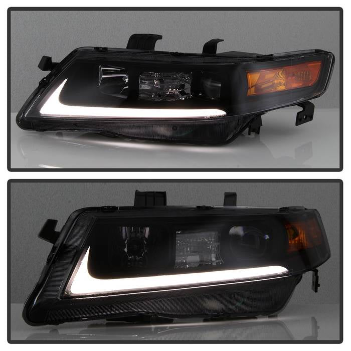 Xtune, Xtune Projector Headlights Acura TSX (04-08) [w/ Light Tube DRL] Black / Black Smoked / Chrome w/ Amber Turn Signal Lights