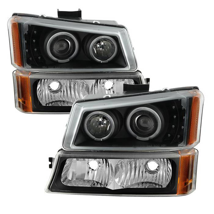 Xtune, Xtune Projector Headlights Chevy Avalanche (02-06) [Black w/ Amber Turn Signal Light] w/ or w/o Bumper Lights