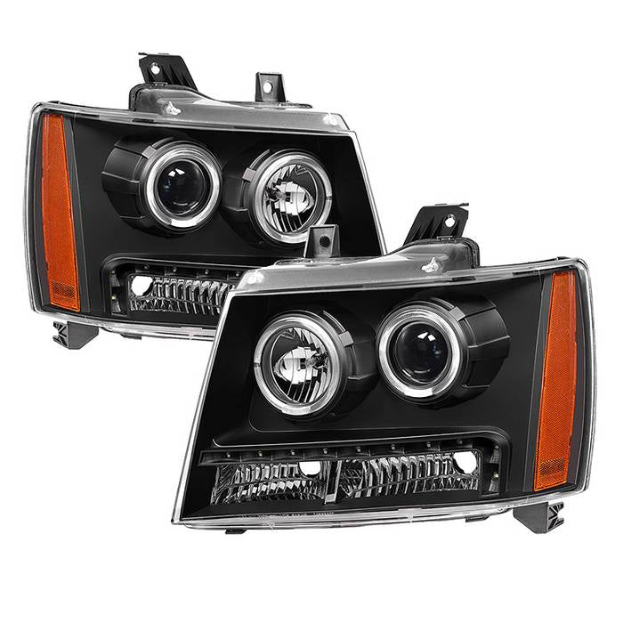 Xtune, Xtune Projector Headlights Chevy Avalanche (07-14) [w/ Halo LED Lights] Black or Black Smoked w/ Amber Turn Signal Light