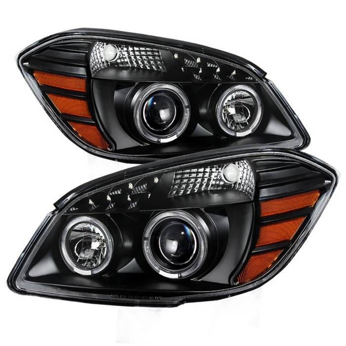 Xtune, Xtune Projector Headlights Chevy Cobalt (05-10) [w/ LED Halo Lights] Black w/ Amber Turn Signal Light