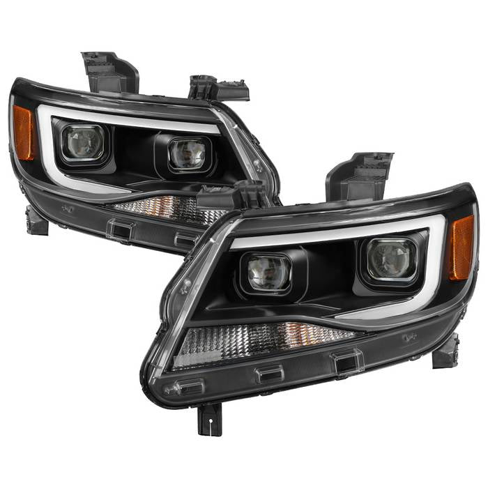 Xtune, Xtune Projector Headlights Chevy Colorado (15-17) [Light Bar DRL - Halogen Model] Black or Chrome w/ Amber Turn Signal